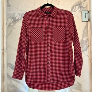 J Crew Red / Black Flannel Button Up, Size 4